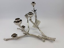 Kerzenhalter Ast Design Silber 5 Flammen Deko Figur 30x30x30 cm elegant