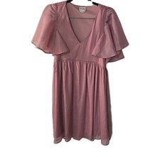 Arula Womens Pink Shimmer Dress With Pockets/ Butterfly Sleeves Size XL 44" p2p