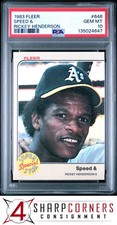 1983 FLEER #646 SPEED & RICKEY HENDERSON ATHLETICS HOF PSA 10