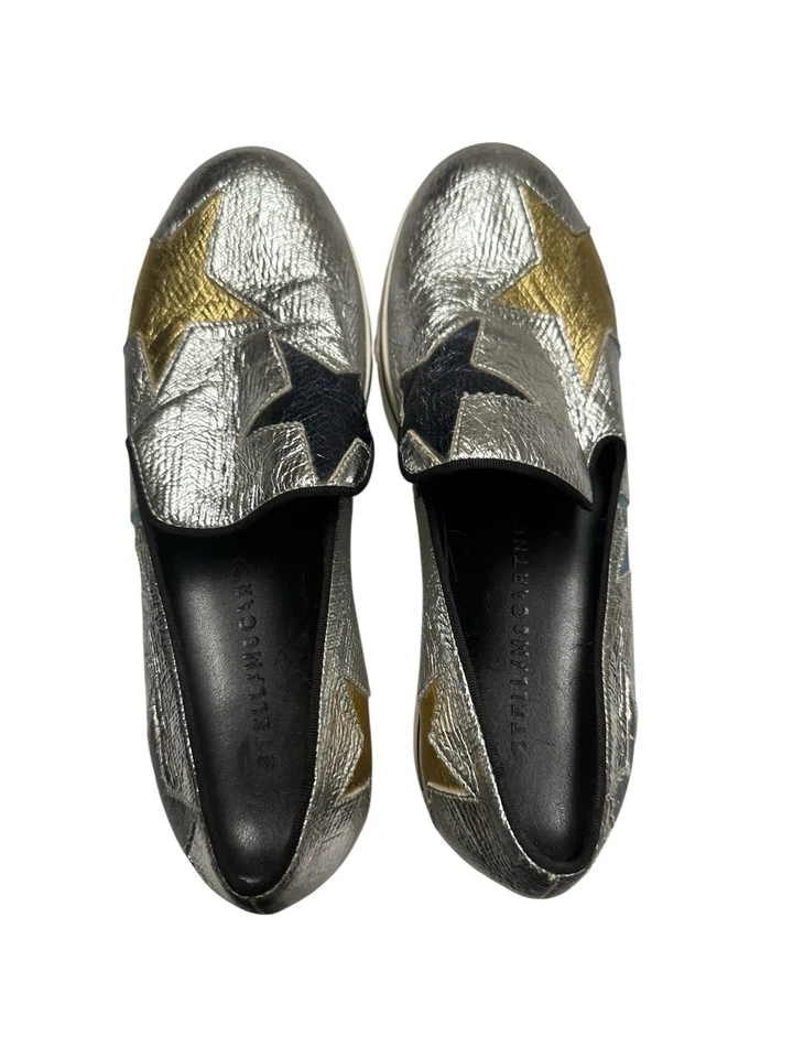 Кроссовки STELLA MCCARTNEY серебристые металлик искусственная кожа Binx звездная платформа размер 36 - Изображение 2 из 4