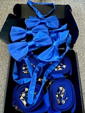 Royal Blue Bowties 4 And Suspenders 4 Brand New Prom. Wedding,Costume 
