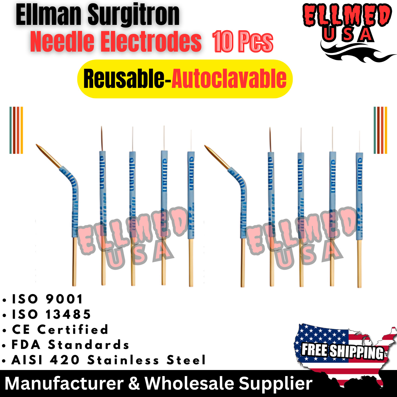 Ellman Surgitron Handpiece Needle Electrodes 10Pcs Reusable-Tungsten Tip