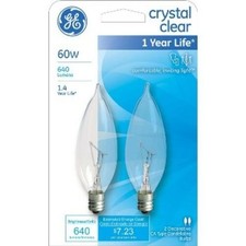 GE 60 Watt Box Of 4 2 Pack Bent Tip Crystal Clear Candelabra Light Bulbs
