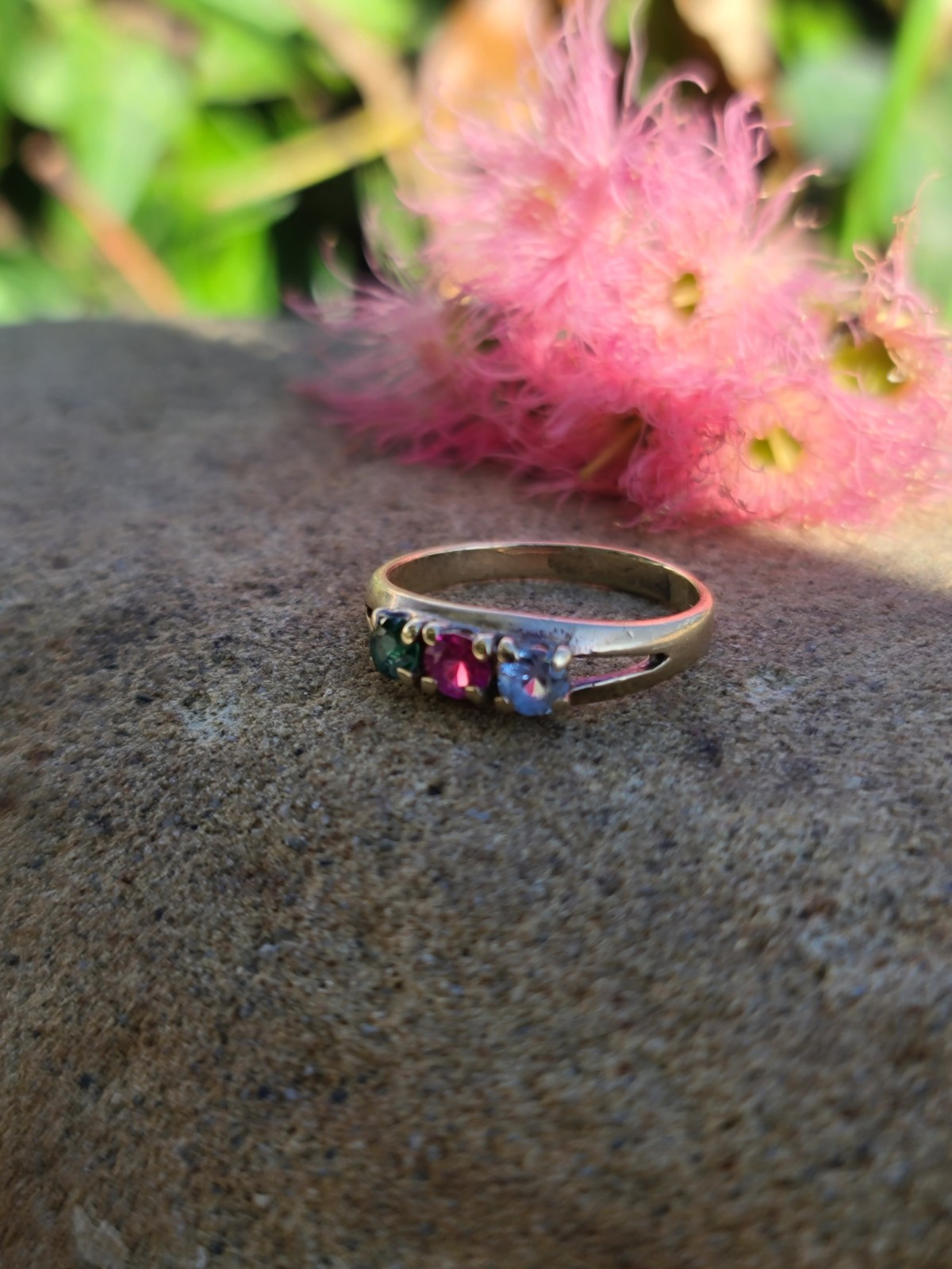 Vtg 10k Solid Yellow Gold Ruby Topaz Tourmaline R… - image 2