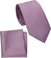 Regular Tie and Pocket Square for Men, Solid Color Necktie Set, 3.2 inch Standar