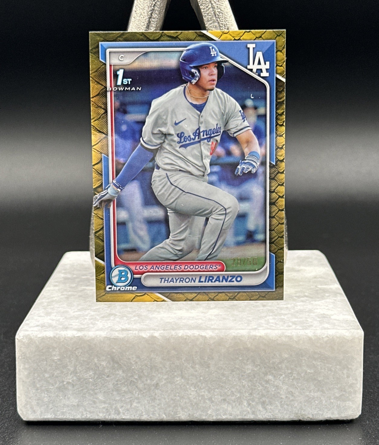 2024 Bowman Chrome Thayron Liranzo 1st Reptilian Gold Refractor /50 LA Dodgers
