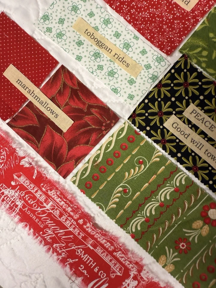Комплект лоскутных рождественских праздничных тканей, отделки и тканевых слов с принтом - Изображение 3 из 4