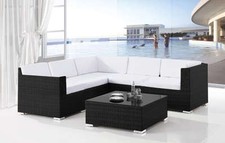 DIVANO SALOTTO RATTAN 8 POSTI POLTRONA GIARDINO ESTERNO PISCINA TAVOLO COMPLETO