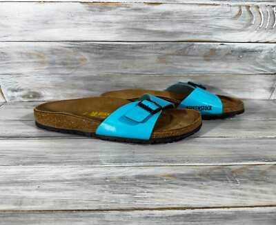 Birkenstock Madrid Birko-Flor Türkis Damen Leder Pantoletten Sandalen
