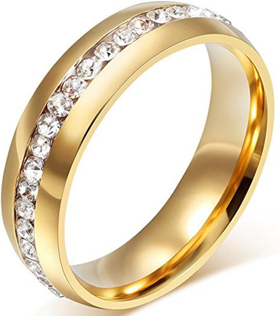 NL19 Mens Womens 6MM Titanium Stainless Steel High Polished 18K Gold