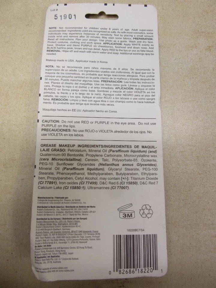 Rubie's Costume Vampire Halloween Makeup Face Kit Washable With Applicator .4oz Foto 2 de 2