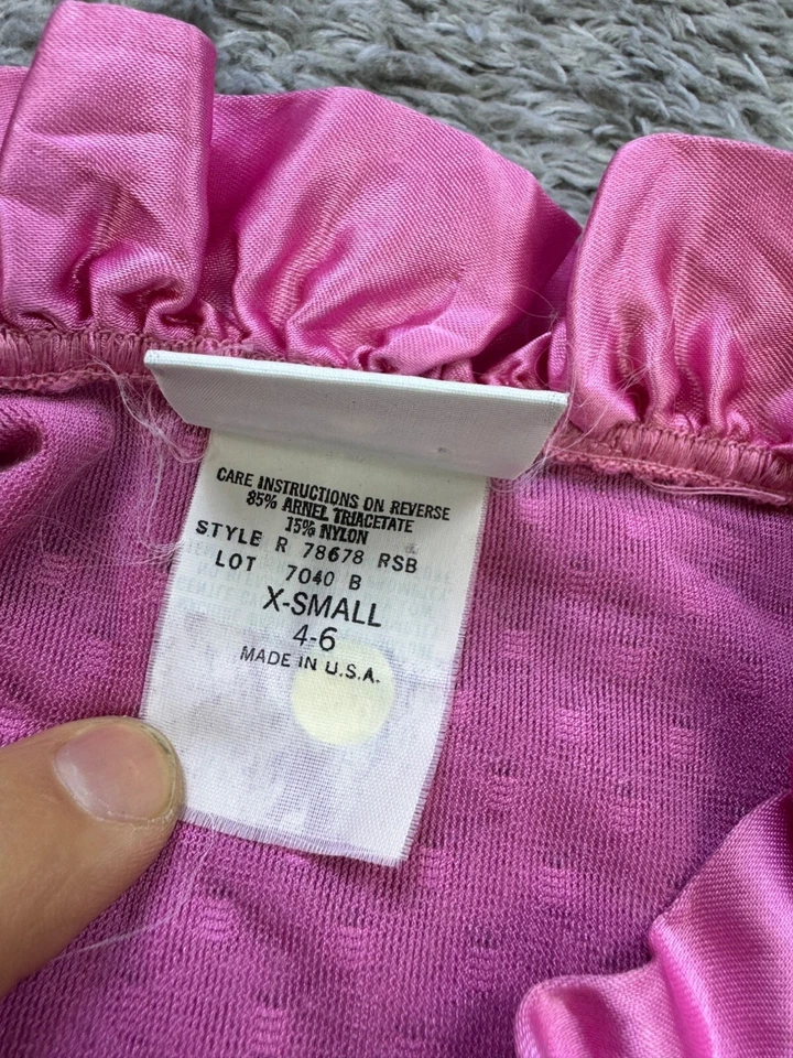 Camisón De Colección Gilligan O'Malley Mujer XS Rosa Terciopelo Lunares Babydoll Chemise Foto 4 de 4