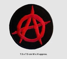 Anarchy Symbol Red On Black Embroidered Patch Iron On/Sew On Patch Batch N-93