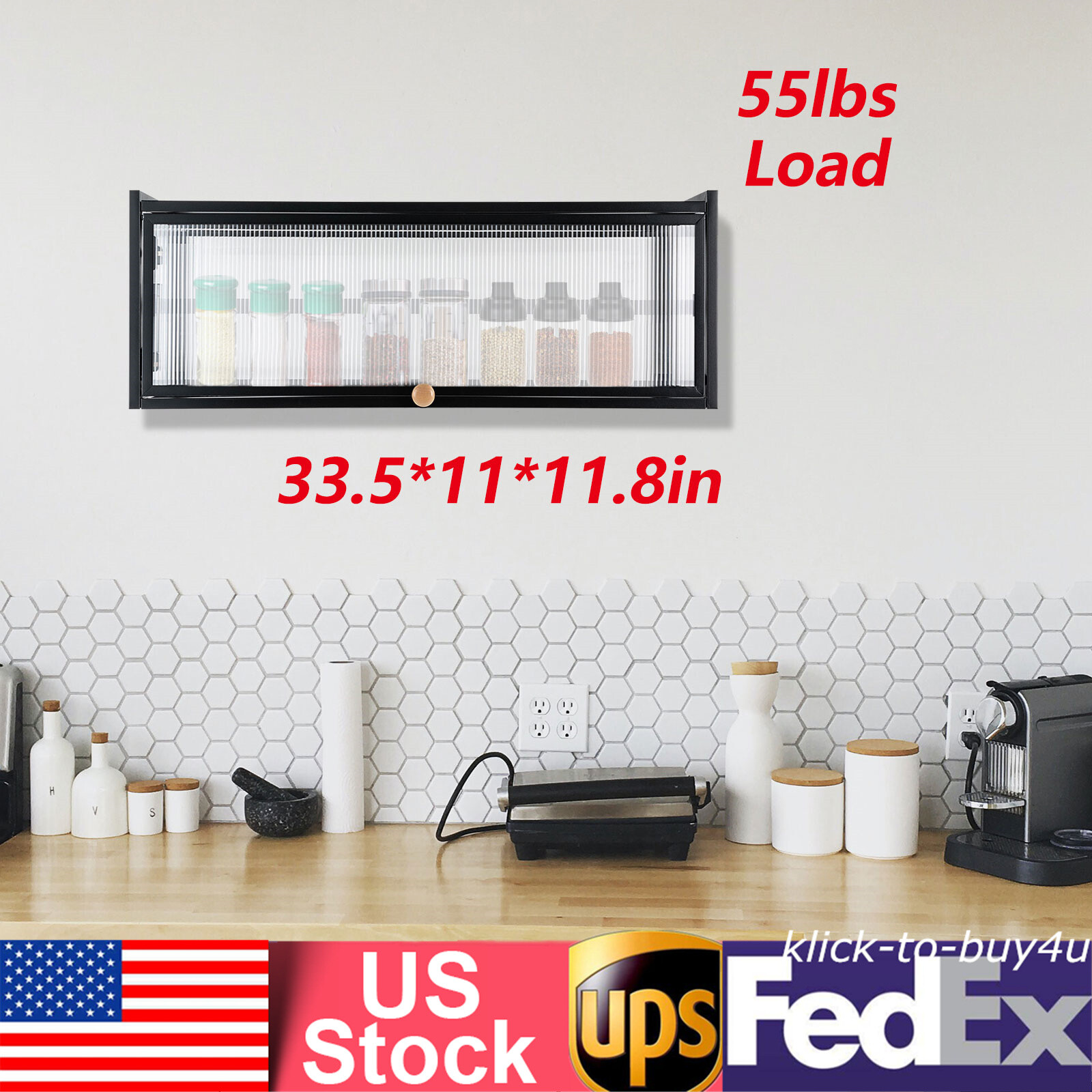 Wall Mounted Flip-Up Door Cabinet Shelf for Kitchen Bathroom Storage-image