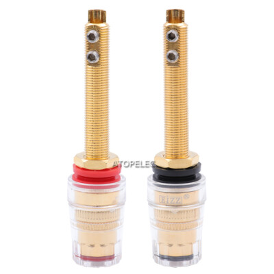 2 pairs EIZZ 24K Gold Plated Speaker AMP Long Binding Post HiFi Banana Jack