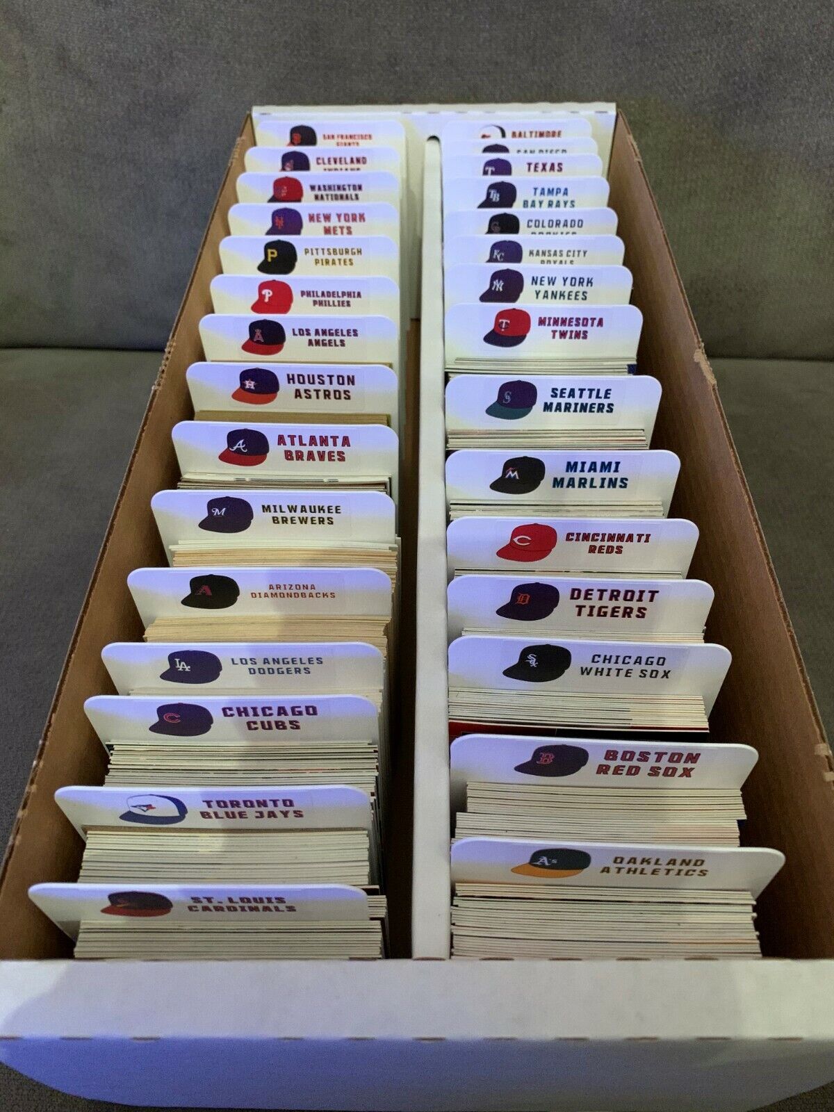 (30) Sports Card Tall Dividers With (30) FREE Customized MLB Cap Labels