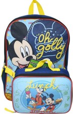 Large Backpack - Disney - Mickey Mouse 16" w/Lunch Bag Light Blue NEW