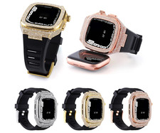 Diamond Case for Apple Watch Band 9 8 7 6 5 SE Stainless Steel Case Mod Kit