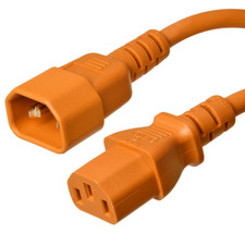 IEC 320 Power Cord, C14 / C13 - Orange 1 ft, 10A/250V 18 AWG - Iron Box IBX-2816