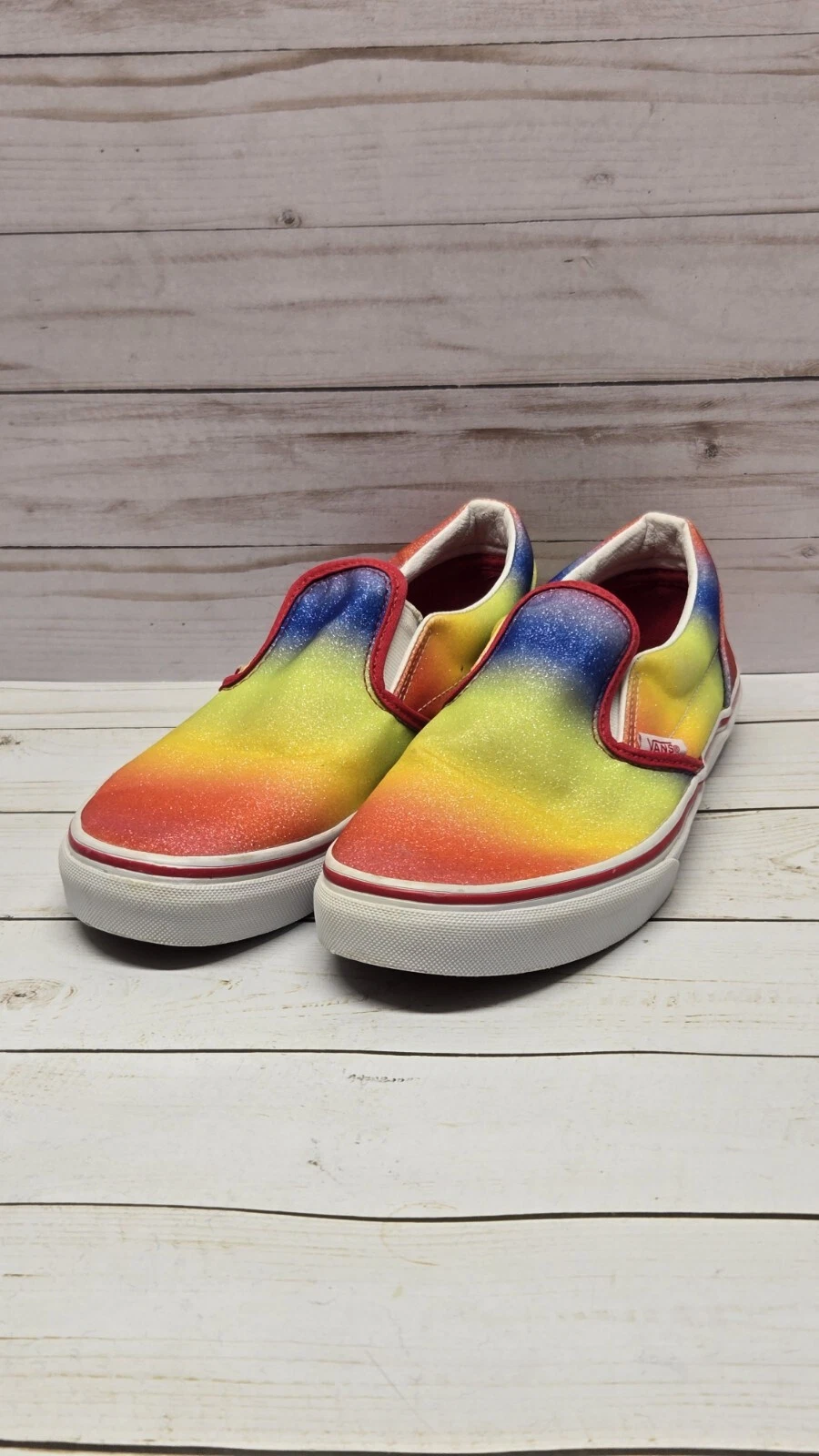 Scarpa Vans Rainbow Glitter classica slip on bambino taglia 7 donna taglia 8 equivalente
