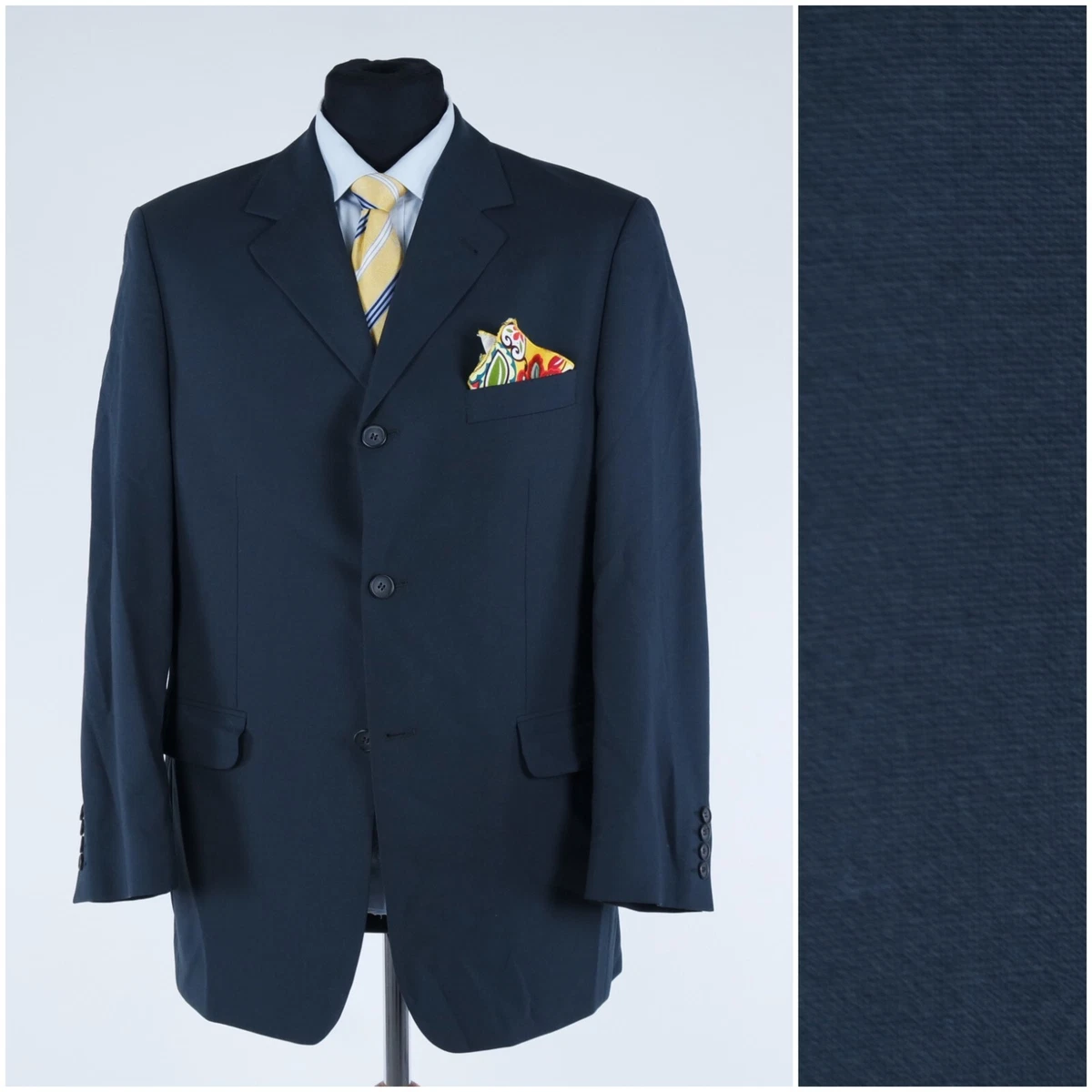 Mens Dark Blue Blazer 42S UK Size STRETCH Wool Sport Coat Jacket