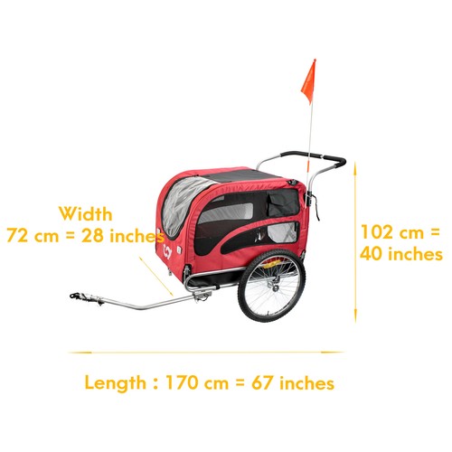 CyclingDeal Bike Bicycle Dog Trailer - Universal Compatible Bicycle Dog Carrier - Picture 2 of 10