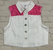 GIRLS WEISSMAN White Denim Pink Sequin Vest COSTUME SIZE MC New