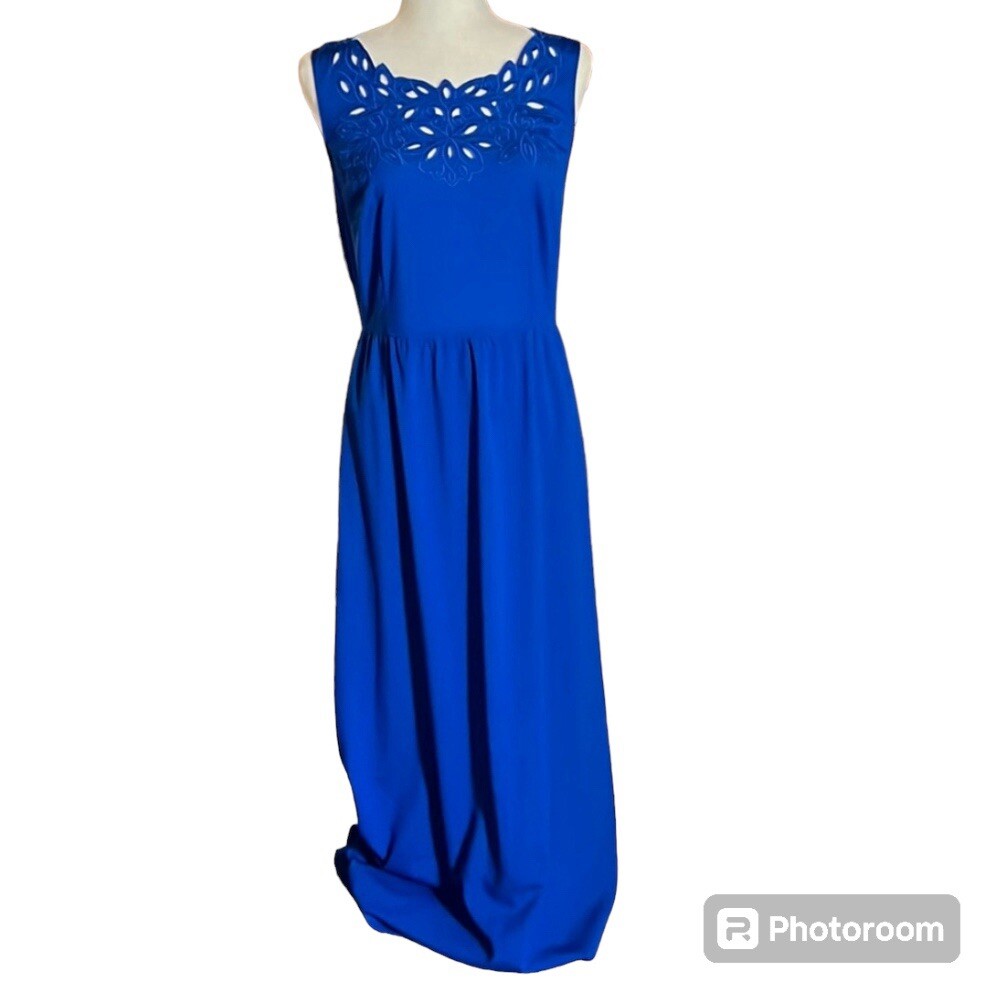 Gianni Bini Blue Laser Cut Sleeveless Long Maxi Dress Size S | eBay