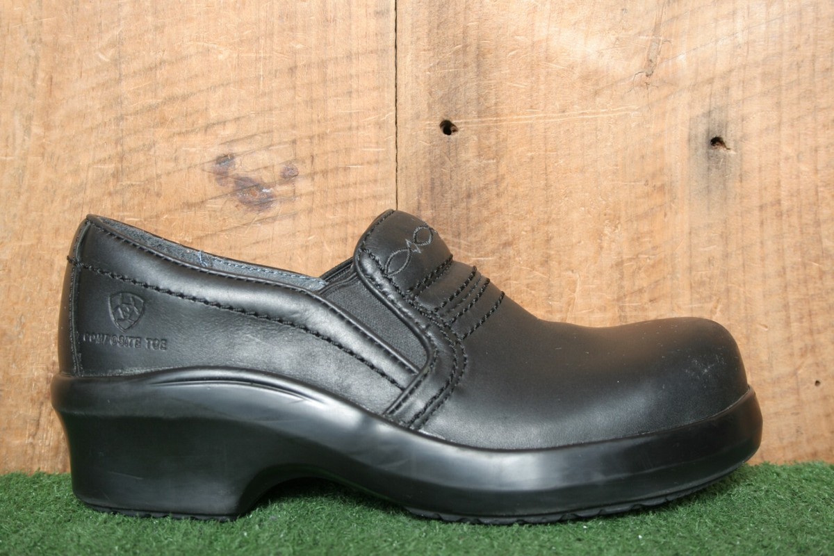 Black Leather Ariat Women's Safety Clog Work Shoes Ariat