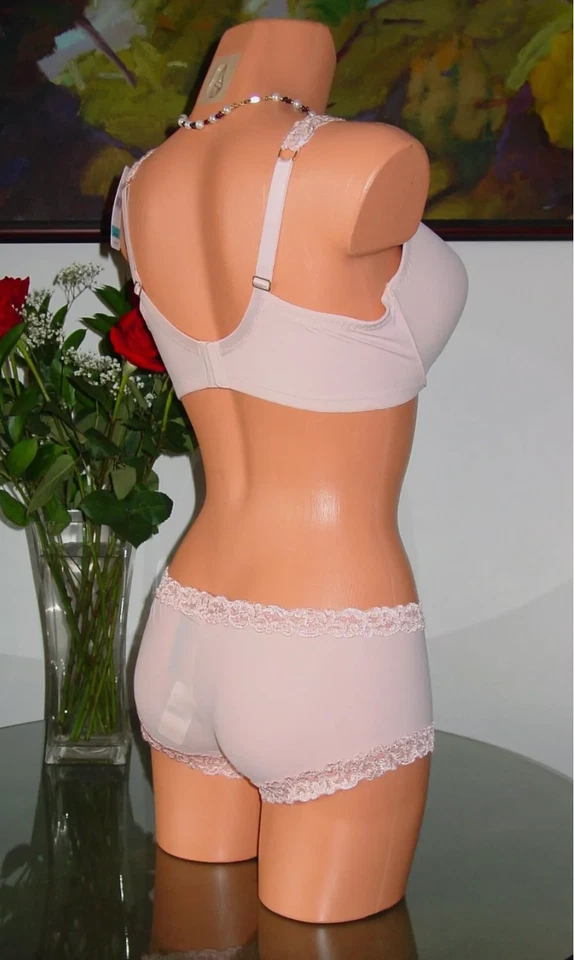 Nuevo con etiquetas Conjunto de sujetador/panty Natori LACE TRIM, talla 34DDD/M, carne Foto 2 de 2