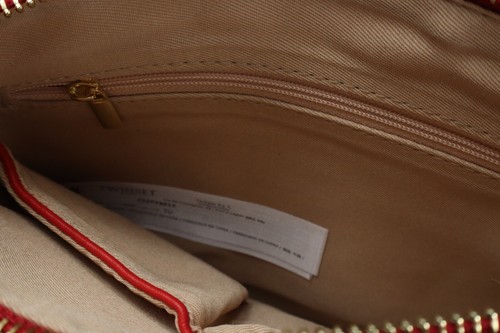 Twinset Borsa Donna Taglia Unica Rivestito Oro Tono Dettagli Rosso a Tracolla - Foto 7 di 7