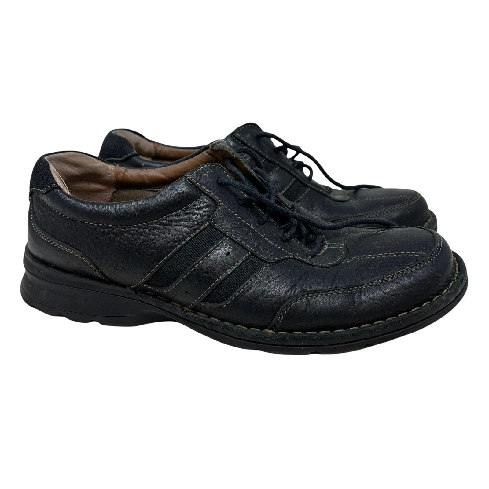 SCARPE OXFORD CLARKS UOMO PELLE NERA TAGLIA 9