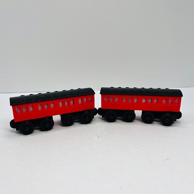 Wooden Railway  Compatible 2 Passenger Coach Red Custom Made