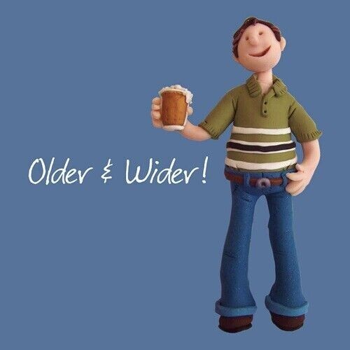 beer man  Holy Mackerel Birthday Card older wiser
