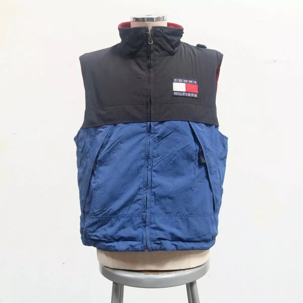 Vintage 90s Tommy Hilfiger Logo Sailing Vest Size L Blue Flag