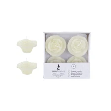 Mega Candles - Unscented 2" Floating Flower Candles - Ivory, Set of 4