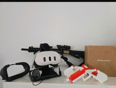 meta quest 3 with schooting gadgets and charging....