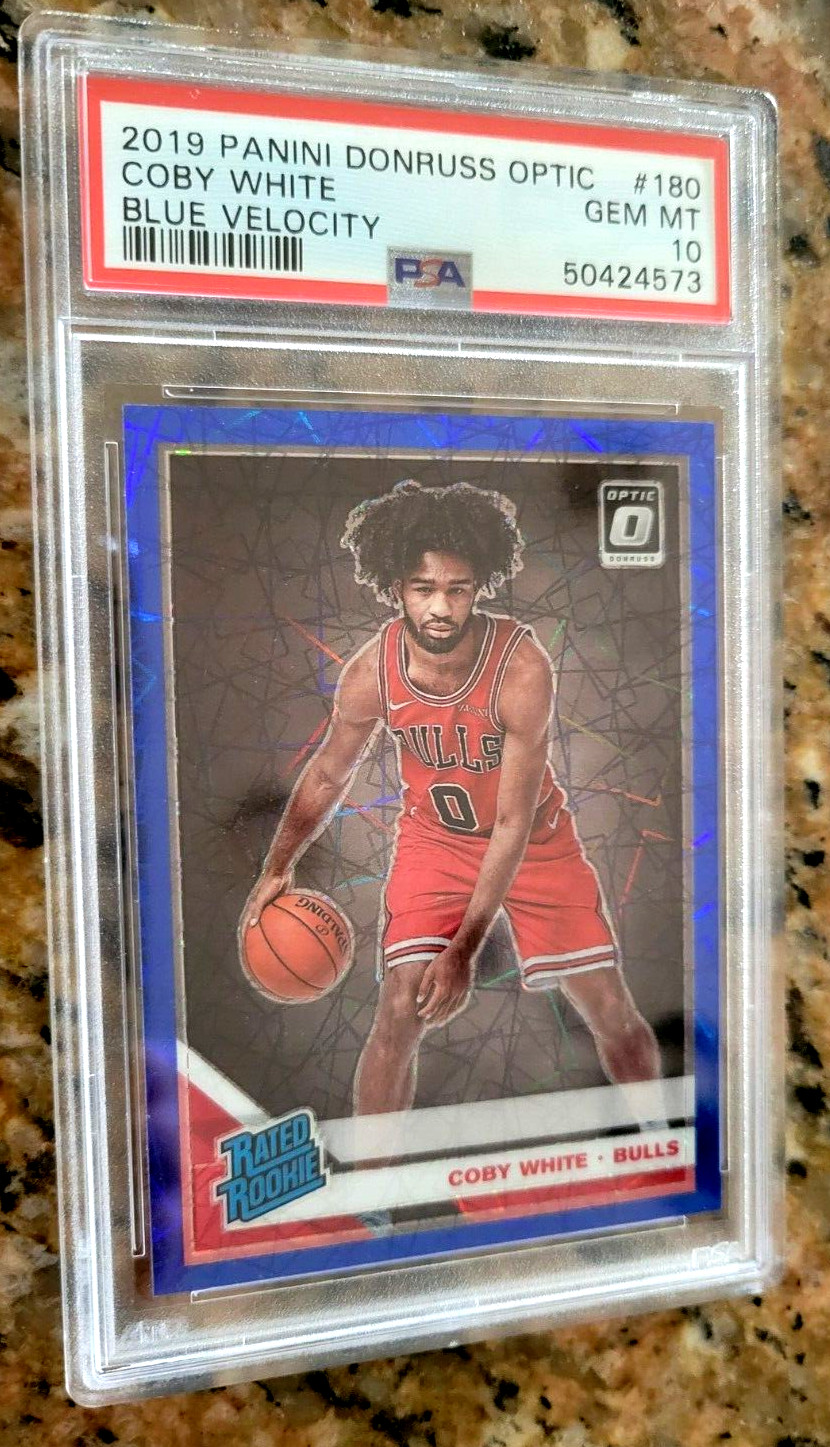 2019-20 Coby White Blue Velocity RC Rookie Panini Donruss Optic #180 PSA 10 Gem
