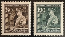 WWII GERMANY 1944 BOHEMIA MORAVIA ADOLF HITLER 55TH BIRTHDAY STAMPS MNH