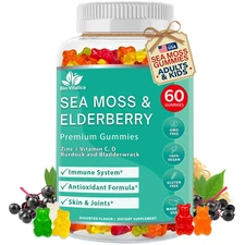Sea Moss Gummies Elderberry BioVitalica - Vitamin C D + Zinc - Irish Seamoss
