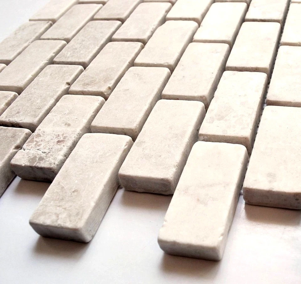 1x2 Botticino tombado mármore envelhecido mosaico azulejo backsplash parede cozinha banho - Imagem 3 de 3