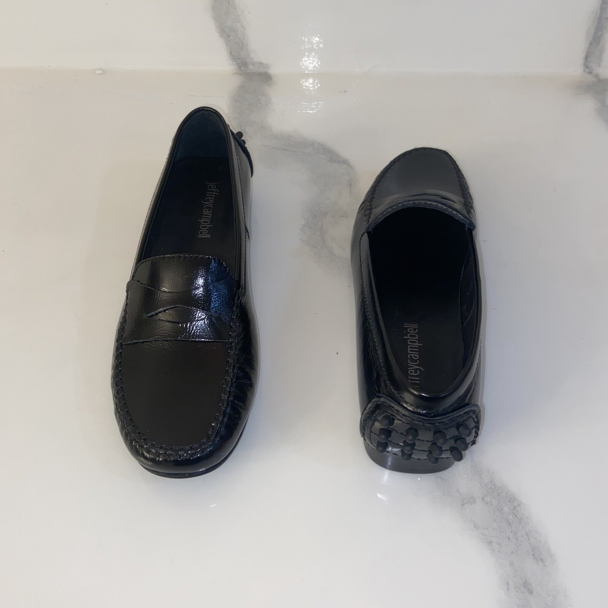 Jeffrey Campbell Penny Loafer Leather Black Biography Flat Women's