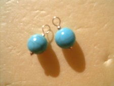 2 Interchangeable 14K Gold Filled 10mm Turquoise Gemstone Earring Charms Jewelry