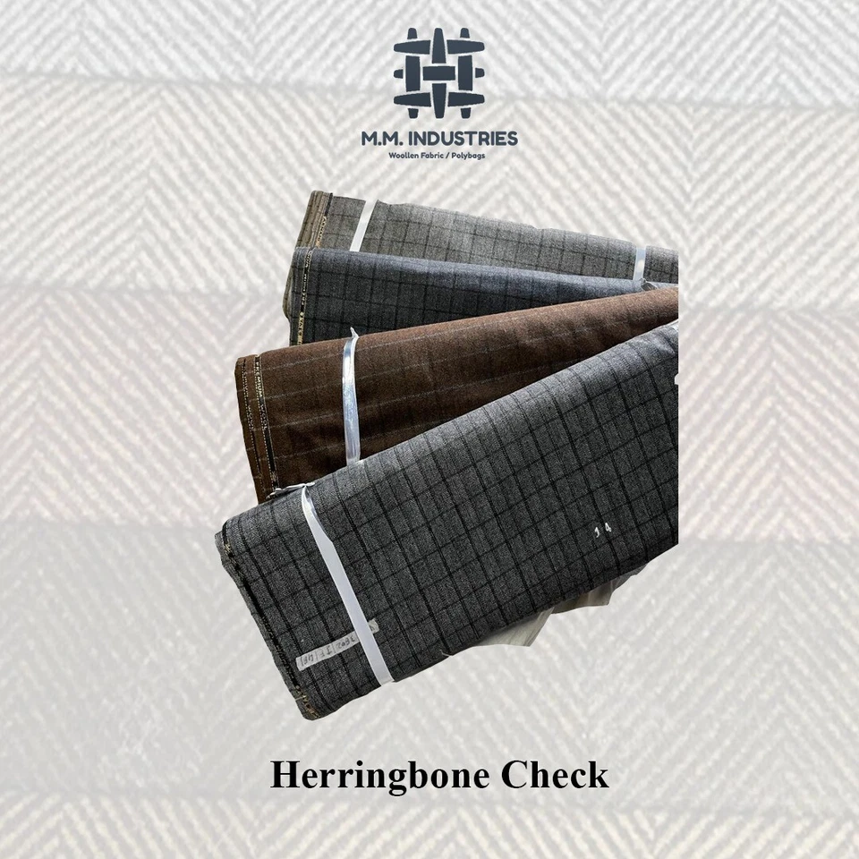 Tela de tweed de lana a cuadros espiga tejido de lana de larga duración espiga suave Foto 4 de 4