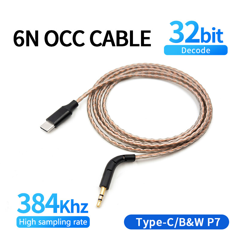 6N OCC HiFi DAC Type C To P7 Audio Cable For Bowers Wilkins B&W P7