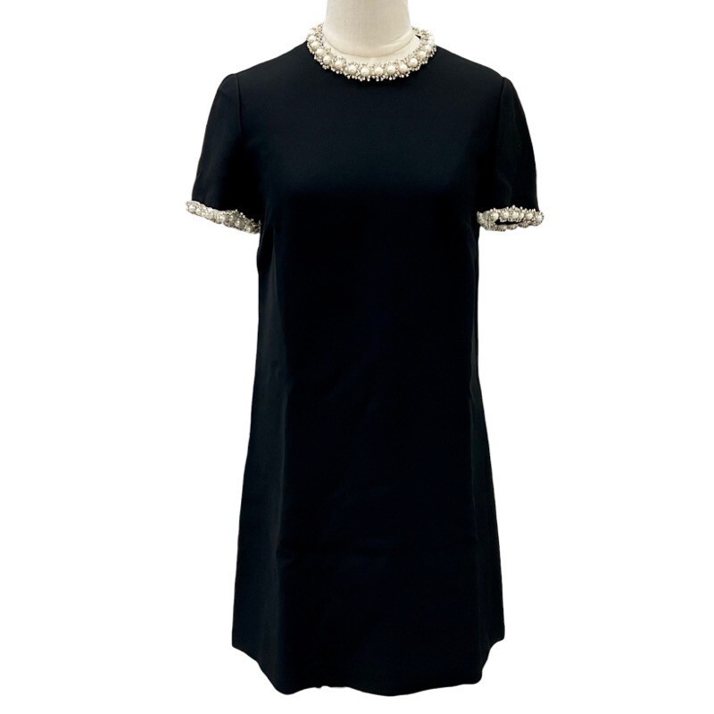 Miu MIUMIU Dress Collared Mini Short Sleeve Back Zipper