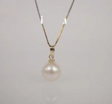 10.1mm white South Sea Pearl 14K GOLD PENDANT NECKLACE 18''