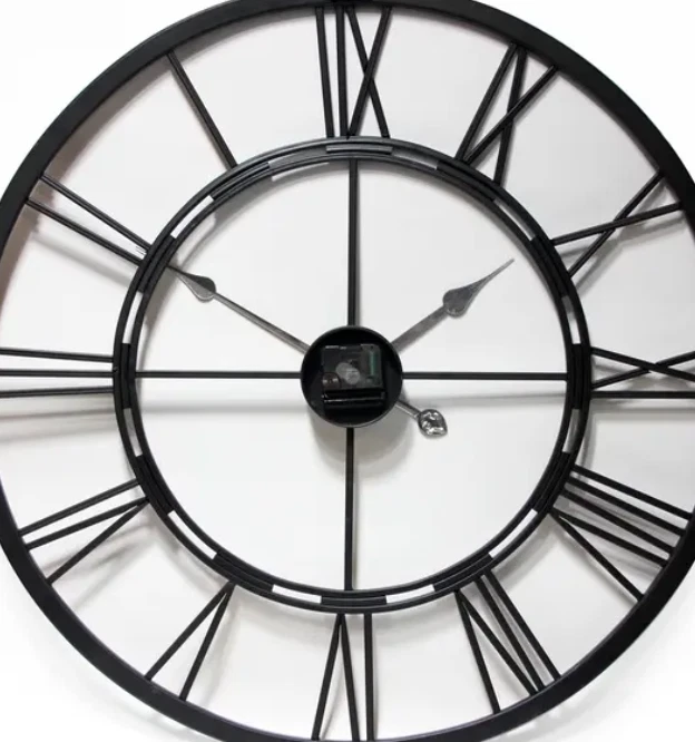 Large Bronze Wall Clock Open Face Aluminum Metal Brushed Indoor Roman Numeral - Image 2 of 4