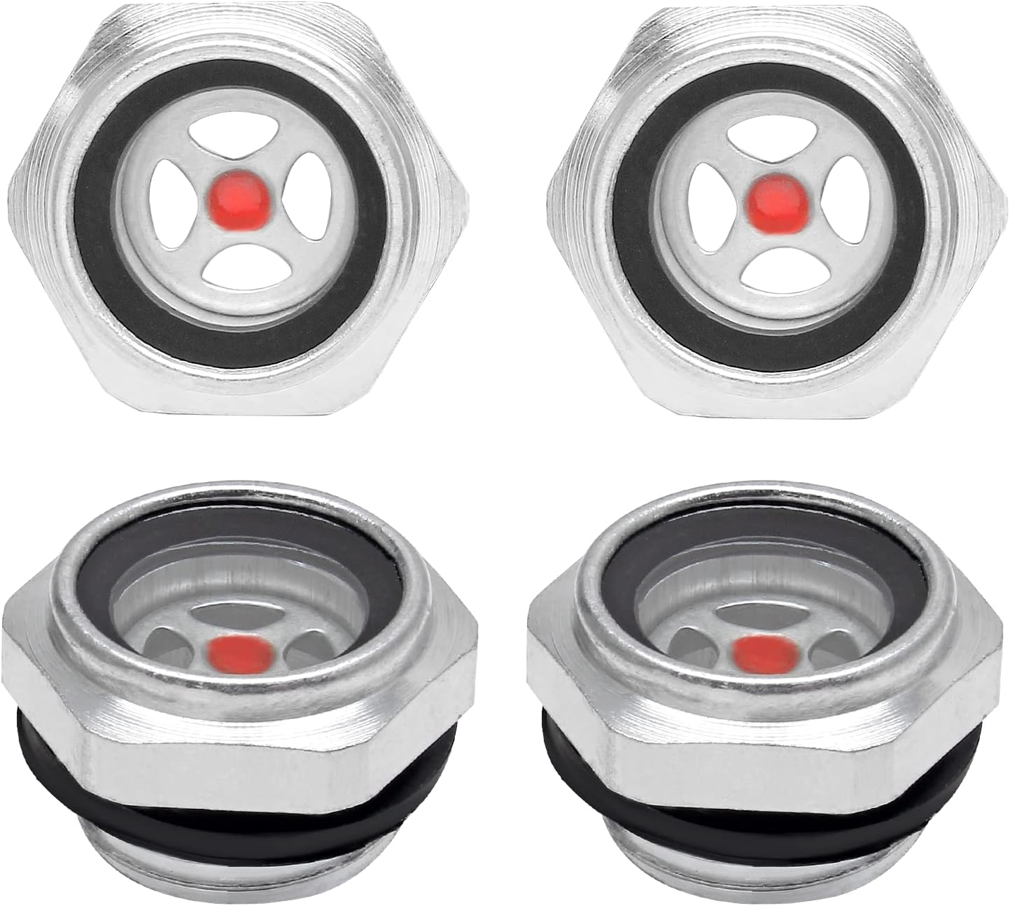 4Pcs Air Compressor Oil Sight Glass 1/2 Inch NPT Oil Liquid Level Gauge Male