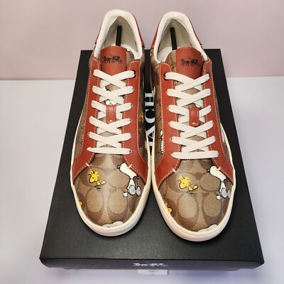 NIB CF162 COACH PEANUTS CLIP LOW TOP SNEAKERS SNOOPY WOODSTOCK MEN'S 11.5 D